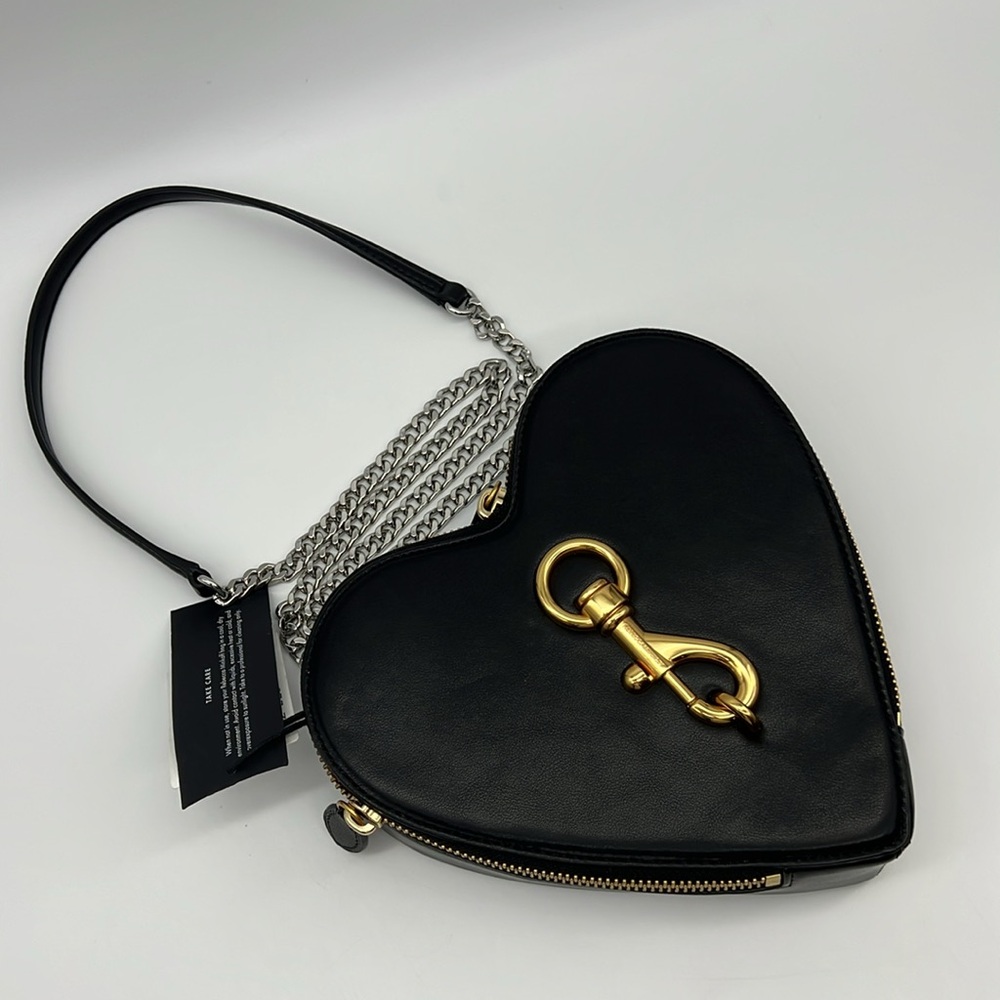 Rebecca Minkoff Heart Crossbody Bag Black Gold Silver
